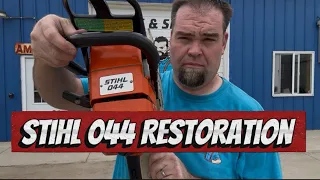 Slant fin Stihl 044 chainsaw restoration project Replacing piston cylinder on this popular saw