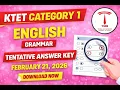 KTET Cat 1 ENGLISH Answer Key 2026 Tentative
