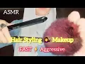ASMR Salon Fast Aggressive Hair Styling Heavy Makeup Invisible Clips