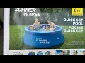 Inflatable Pool quick set up 8Ft x 26in Summer Waves