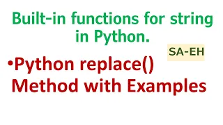 Python replace String replace Built-in functions for string in Python CBSE replace