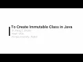 To Create Immutable class in Java