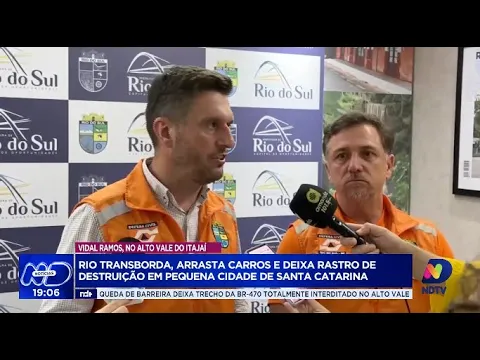 Rio transborda e deixa rastro de destruição em Vidal Ramos, no Alto Vale do Itajaí