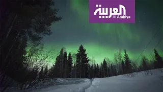 صباح العربية يرصد ظاهرة الشفق في فنلندا دندنها
