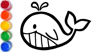 Let's learn to draw Whale and coloring for kids | GENiEART