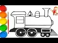 Train Coloring and Drawing - Colors for Children to Learn with Toy Train