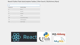 ReactJS Python Flask AutoComplete Textbox Filter Search SQLAlchemy Mysql