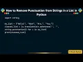 How to Remove Punctuation from Strings in a List in Python