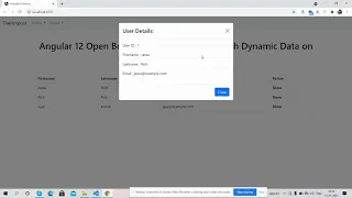 Angular 12 Open Bootstrap 5 Modal Popup with Dynamic Data on Button Click Table Row