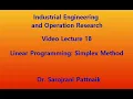 IEOR Lecture 18 Linear Programming Simplex Method