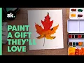 30 Days of Holiday Gift Making Day 5 Paint a Vibrant Maple Leaf Easy Watercolor Tutorial