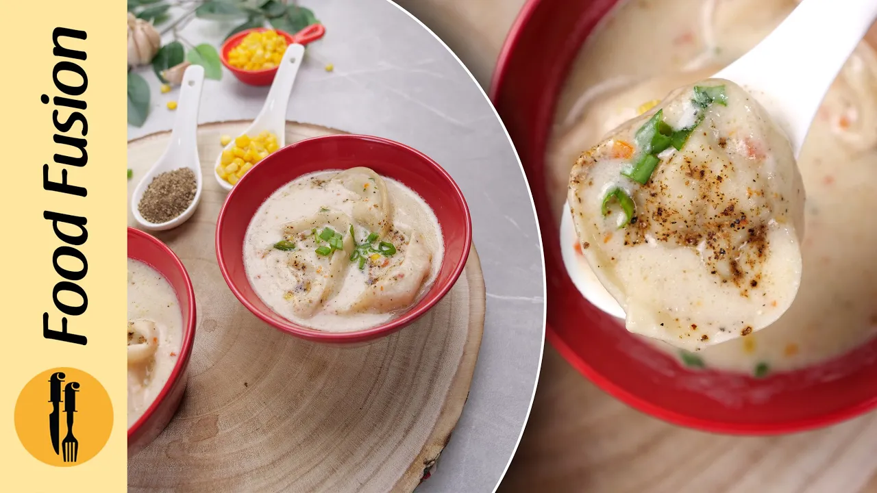 Creamy Chicken & Dumpling Soup Recipe by Food Fusion