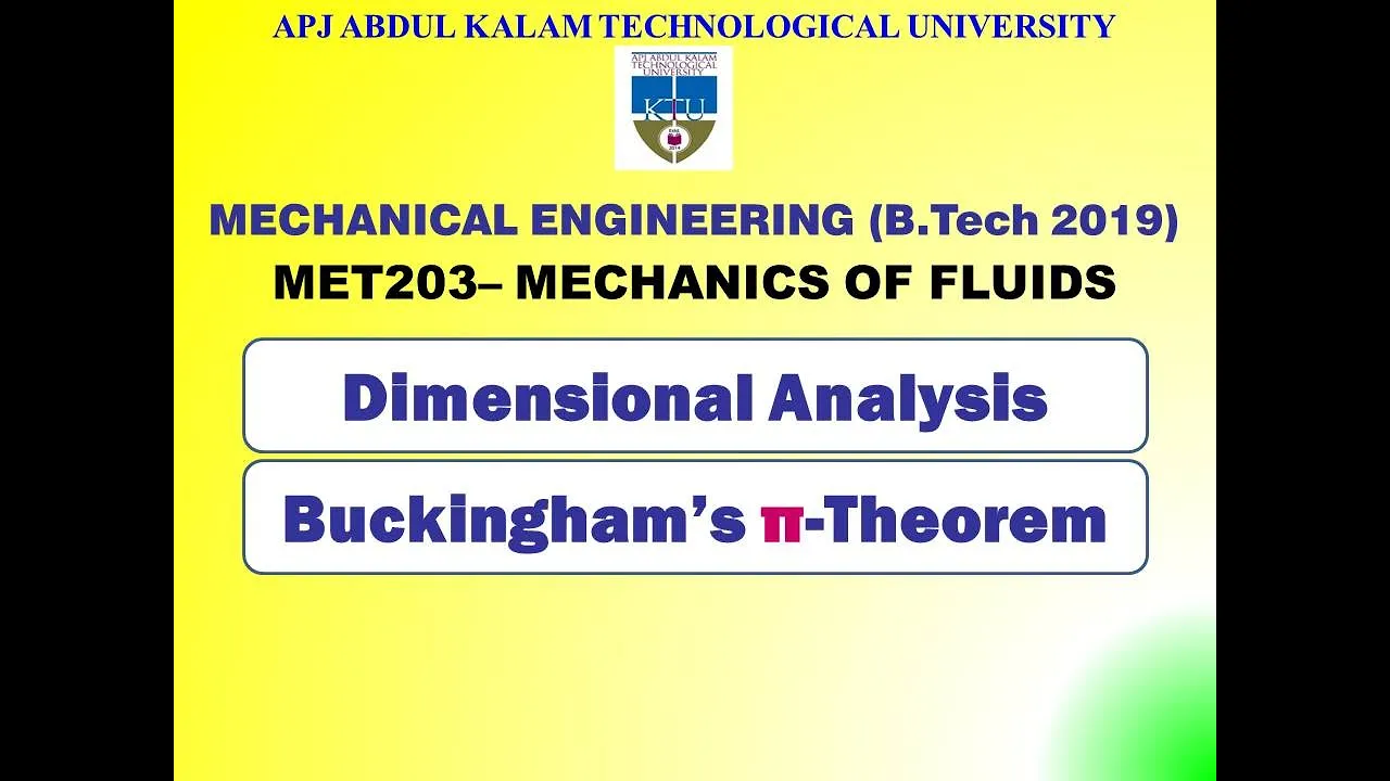 Dimensional Analysis and Buckingham's π-Theorem | KTU - ME - MET 203 MOF | Module 5 | Part 7