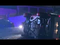 Car strikes pole on Mound Road near Mt Elliott in Detroit