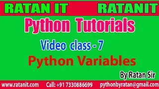 Python Tutorial class-7 Python Variables part-1 By Ratan sir