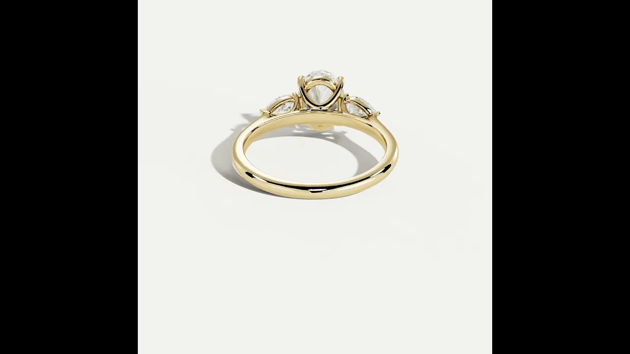 Esme丨Oval Lab Diamond Three-Stone Engagement Ring with Pear Side Stones