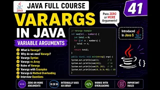 Java Full Course 41 - Varargs in Java Variable Arguments Varargs Rules Examples