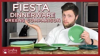 Fiesta Dinnerware Green Comparison - Meadow Vintage Sea Mist Chartreuse p86 Evergreen Shamrock