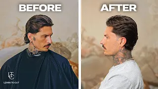 Brush back haircut on Sam Rascals Easy tutorial for barbers