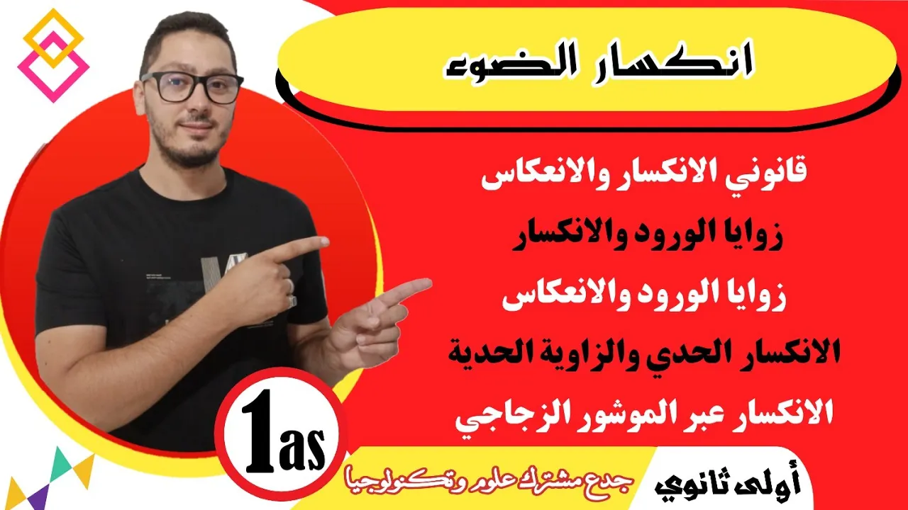 انكسار الضوء | قوانين الانكسار والانعكاس - الموشور الزجاجي | السنة الأولى ثانوي