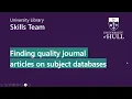 Finding quality journal articles using subject databases UG