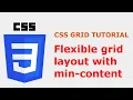 CSS Grid Layout Tutorial Using min-content with minmax function