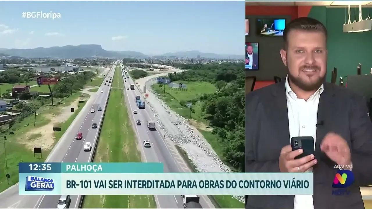 Interdição na BR-101: Obras do Contorno Viário avançam na Grande Florianópolis