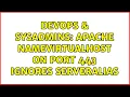 DevOps SysAdmins Apache NameVirtualHost on port 443 ignores ServerAlias 2 Solutions