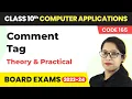 Comment Tag Theory Practical Class 10 Computer Applications Chapter 3 Code 165 CBSE