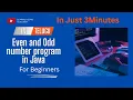 Java Even and Odd Program in Telugu Java Basics Tutorial for Beginners