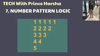 7 Number patterns in java - Program to print number pattern with for loop