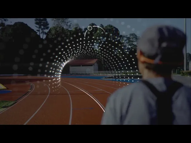 Demonstration of Running Agent - a person who is blind runs on a track with the help of AI assisted voice cues