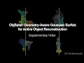 ObjSplat Geometry-Aware Gaussian Surfelsfor Active Object Reconstruction
