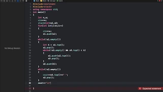 Sort a stack using one temporary stack