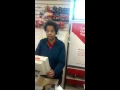 CVS cashier explaining something in nice manner by