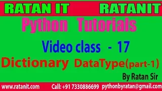 Python Tutorial Class - 17 Dictionary Data Type part-1 By Ratan sir