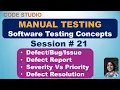 Manual Testing Session 21-Defect Defect Report Defect Severity Priority Defect Resolution