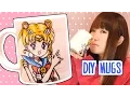 DIY Coffee Mugs with Ceramic Markers Sailormoon and Totoro