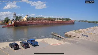 Joseph H Thompson outbound after unloading at 3 different docks Saginaw river cam 22