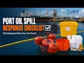 What emergency equipment should ports and terminals prepare for oil spill incidents