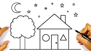 رسم منزل سهل تعليم الرسم للمبتدئين رسم سهل تعليم الرسم للمبتدئين خطوة بخطوة 