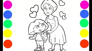 Dora and Mami Coloring Book Pages Art Colours for Kids with Colored Markers