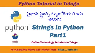 strings in python creation indexing slicing Python Tutorial for Beginners in telugu Part 10