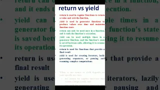 return vs yield in python