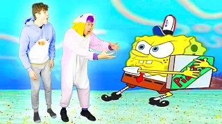 Download LANKYBOX Trying To Get a PIZZA From SPONGEBOB! (Tik Tok Challenge In REAL LIFE!) MP3