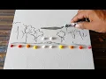 Autumn Landscape Palette Knife Painting Easy for Daily Art