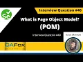 What is Page Object Model POM Selenium Interview Question