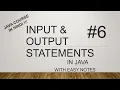 Input and Output Statement in java