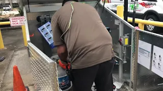 Filling up propane tanks at Uhaul