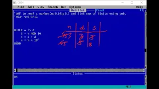 Modular programming VI sum number of digits reversing number Palindrome number using sub QBASIC